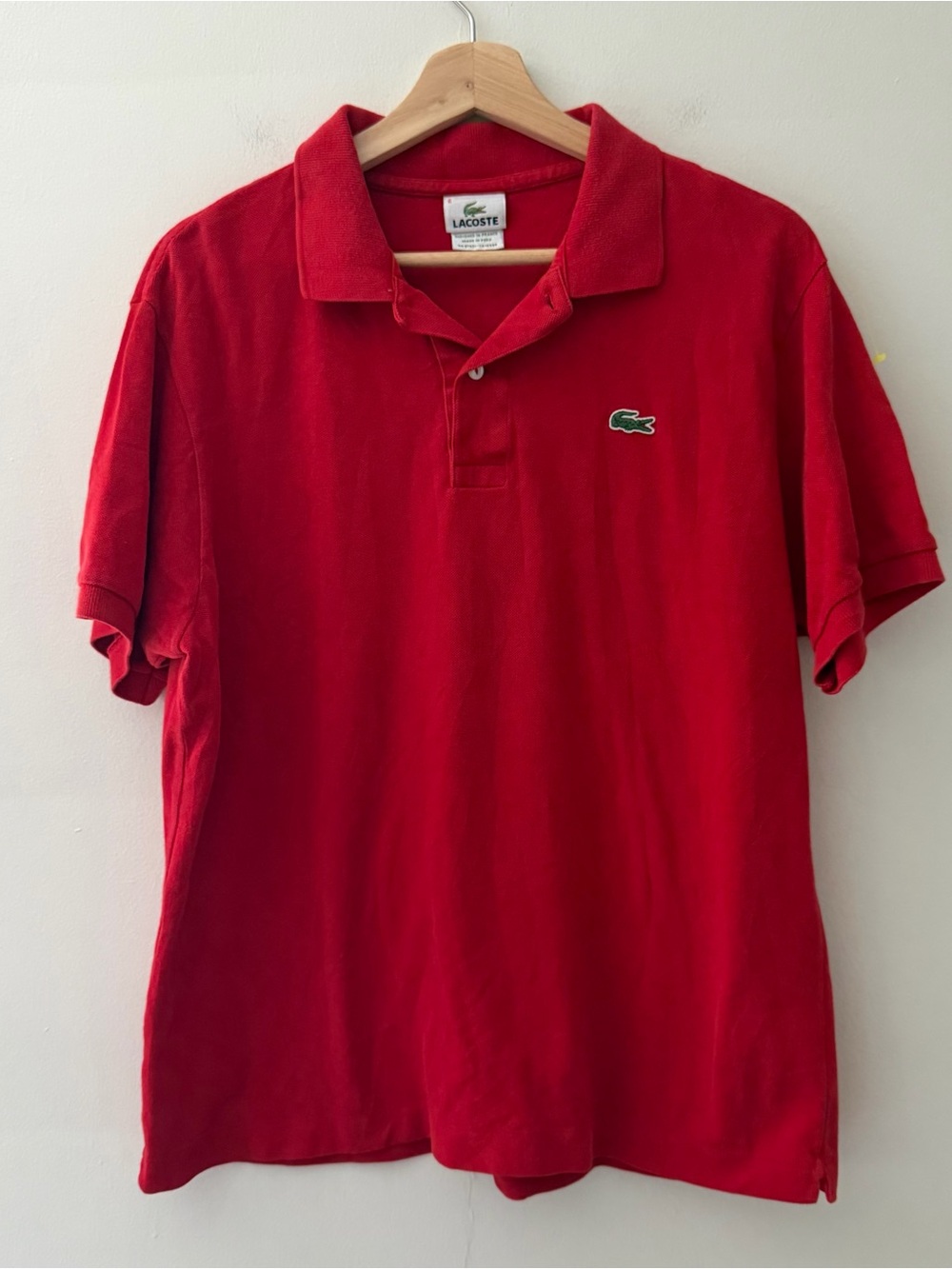 Lacoste Polo Red Pique Cotton Shirt Short Sleeve Size XL Classic Preppy
